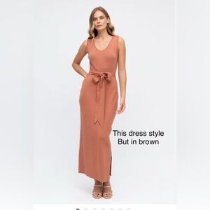 LIKE NEW!Forever 21 Brown Maxi Dress with Bow Detail